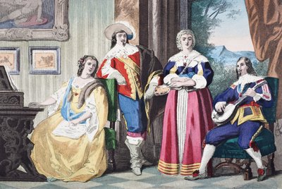 Costume del cavaliere inglese durante il regno di Carlo II, c.1670, da 